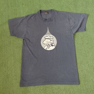 VINTAGE 1987 Aquatic Life Fish 80's Navy Blue T Shirt Sz Large